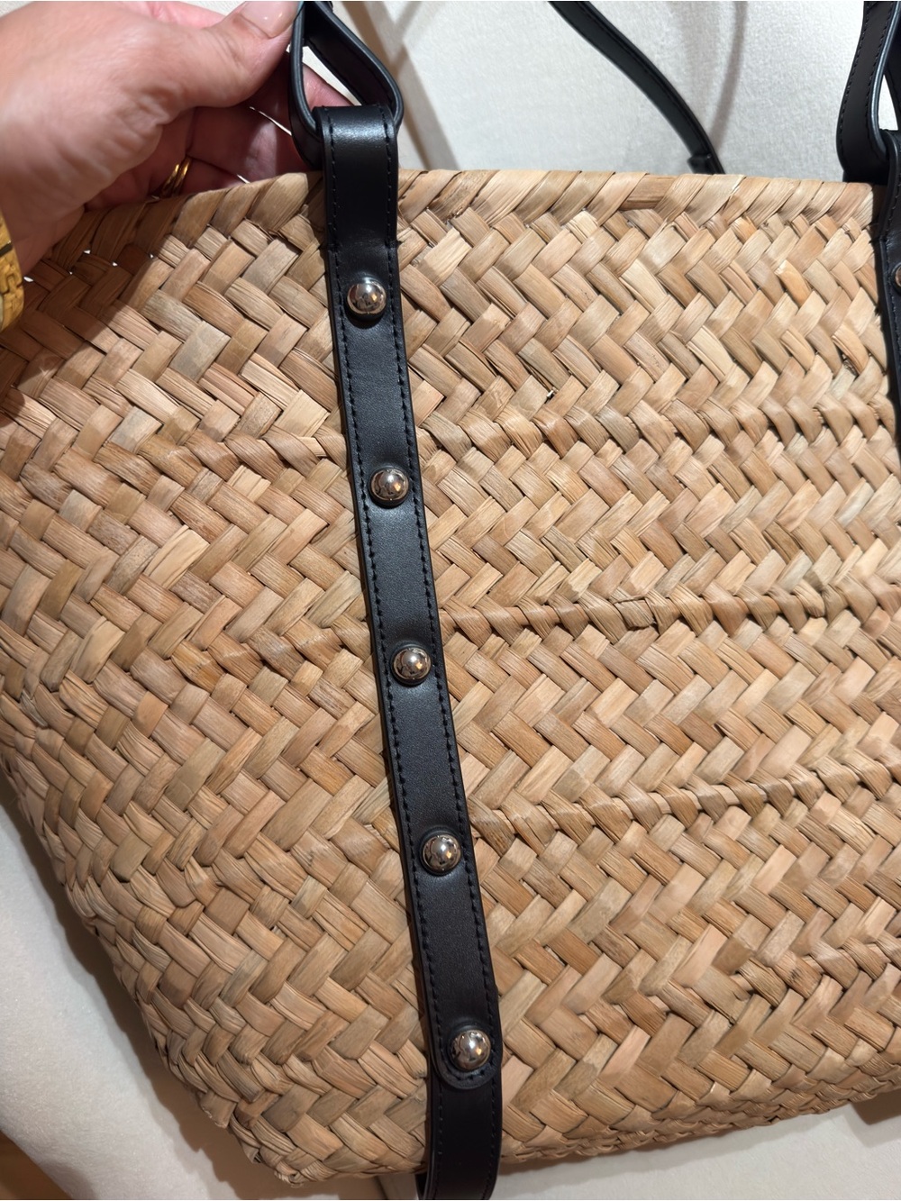 NEW - never used - Rebecca Minkoff Natural Straw Tote with Black Leather Trim - Picture 8 of 12